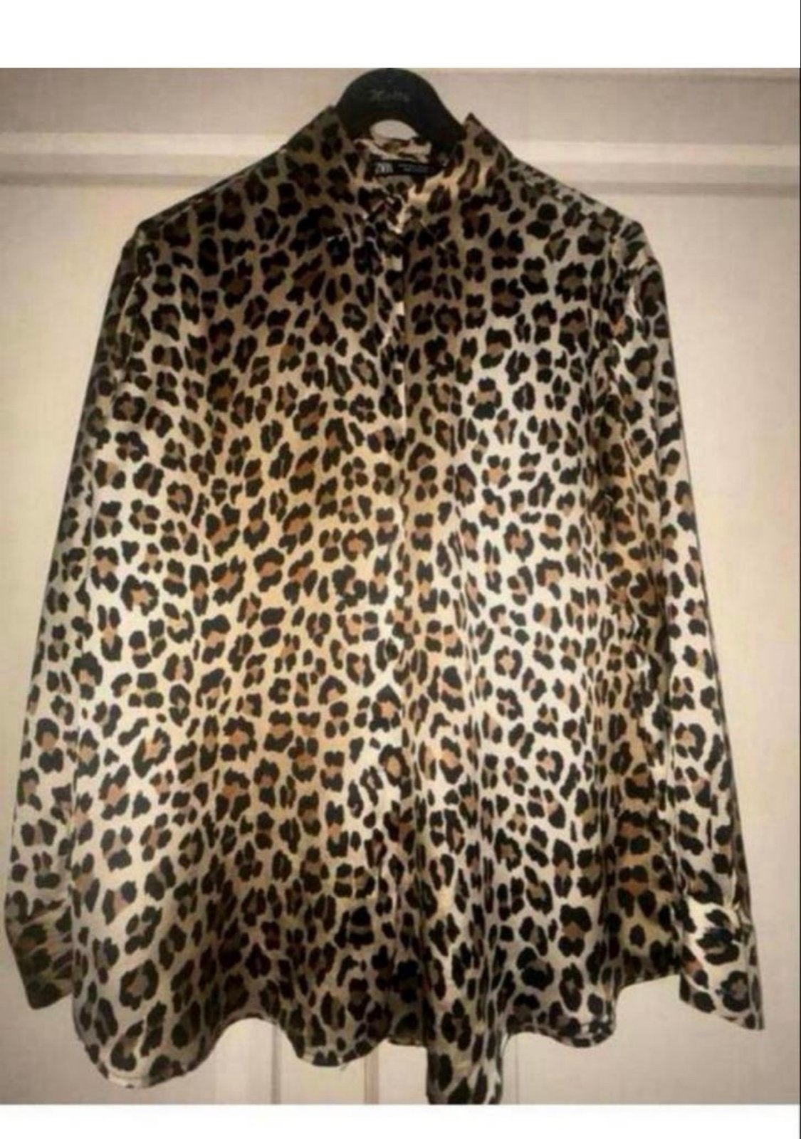 Zara satijnen blouse met luipaardprint, maat M, Ophalen of Verzenden, Zo goed als nieuw, Maat 38/40 (M), Bruin