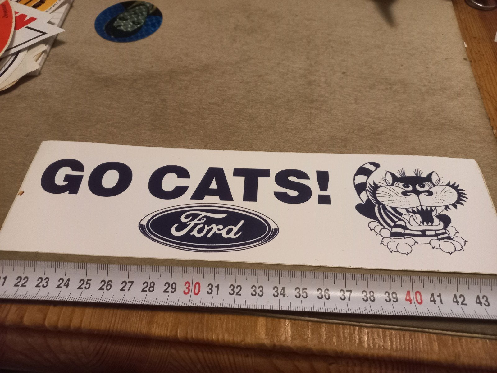 Vintage Ford 'Go Cats!' sticker/bord, Ophalen of Verzenden, Gebruikt