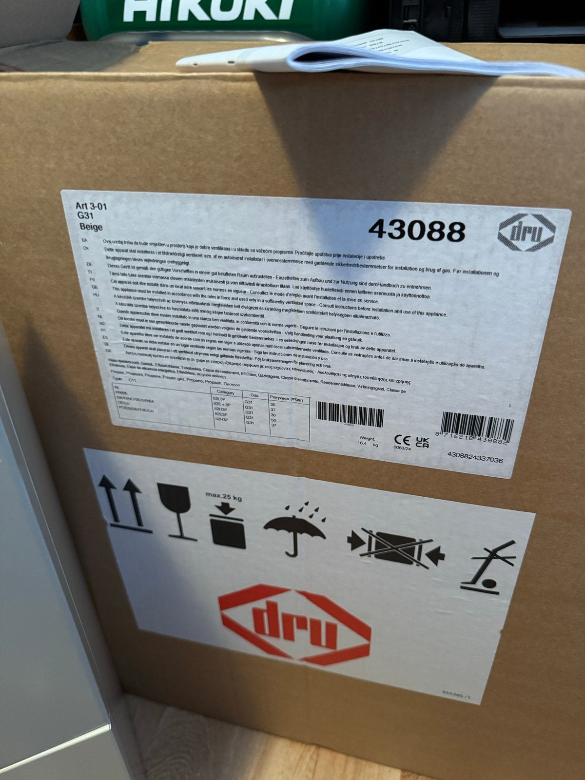 DRU Propaan Gevelkachel - Nieuw in Doos, 30 tot 80 cm, Ophalen of Verzenden, 60 tot 150 cm, 800 watt of meer