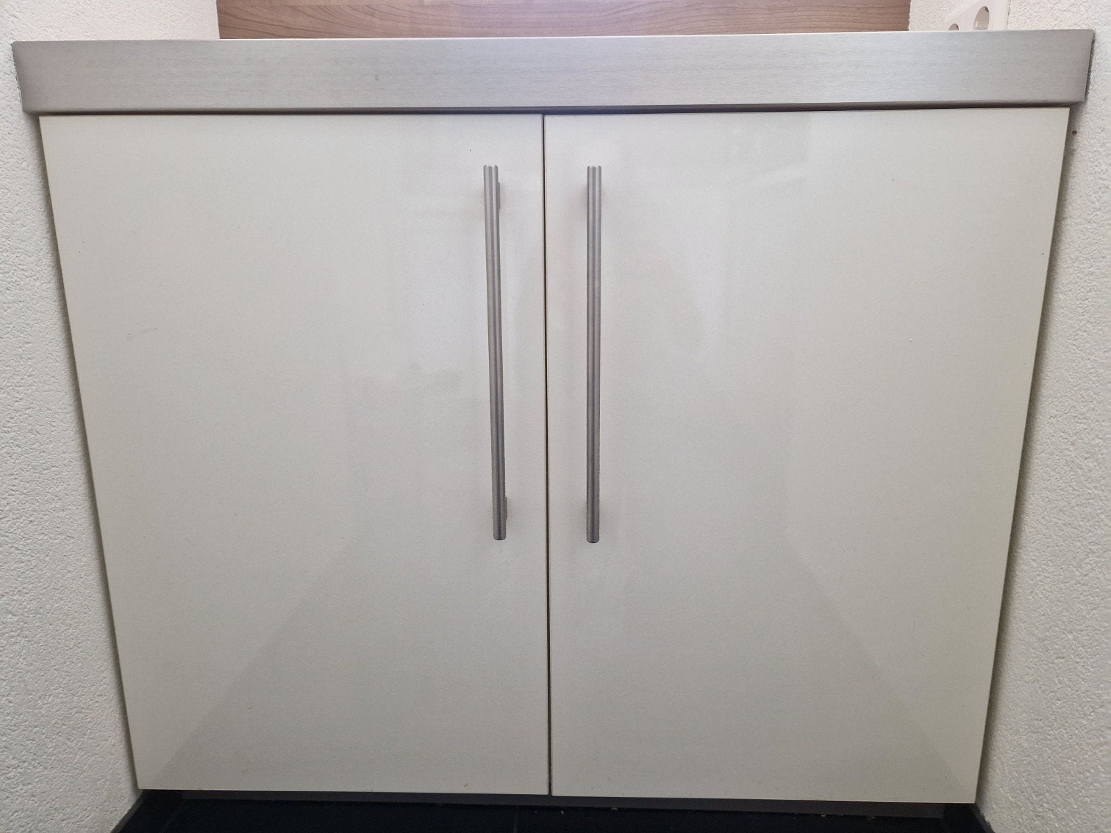 Keukenkast wit hoogglans met RVS handgrepen, Ophalen, Gebruikt, Wit, 50 tot 100 cm