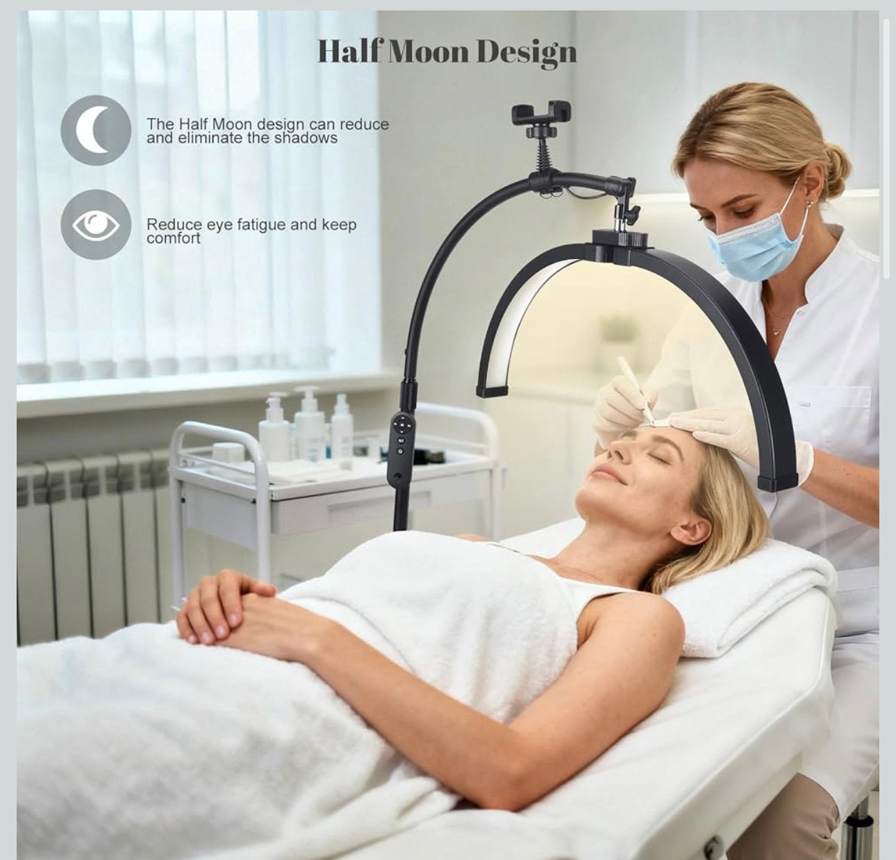 Halvemaanvormige LED-cosmeticalamp - 360, Ophalen