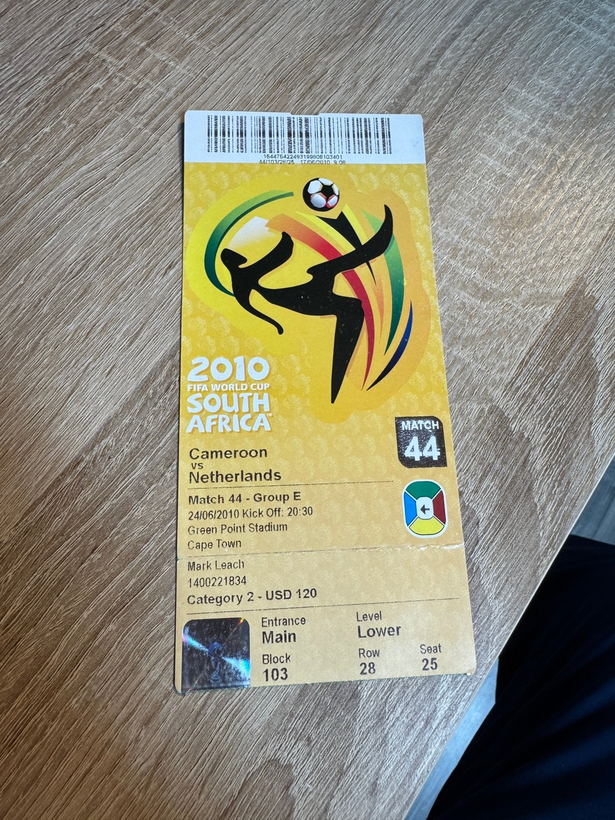 WK2010 Kameroen - Nederland Ticket, Ophalen of Verzenden, Gebruikt, Overige binnenlandse clubs