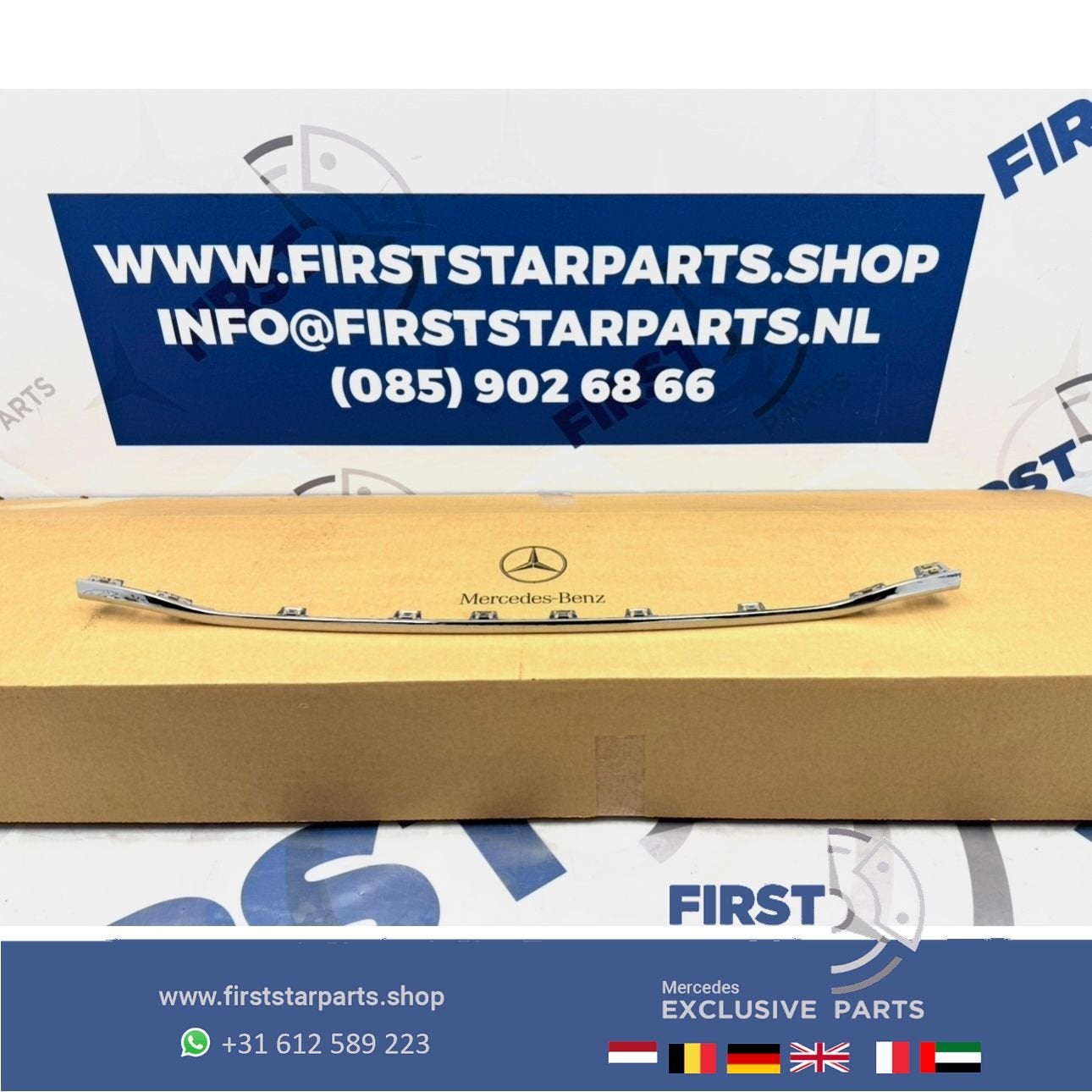W206 BUMPER SIERLIJST CHROOM ACHTERZIJDE A2068856203 ACHTERB, Auto-onderdelen, Gebruikt, -, Ophalen of Verzenden, Bumper