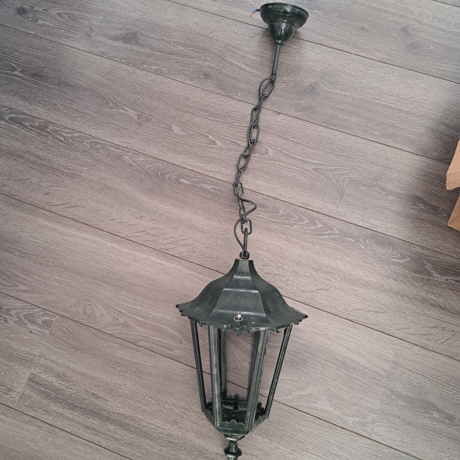 Hanglamp voor buiten groen metaal klassiek, Ophalen of Verzenden, Gebruikt, Metaal, Klassiek, Vintage
