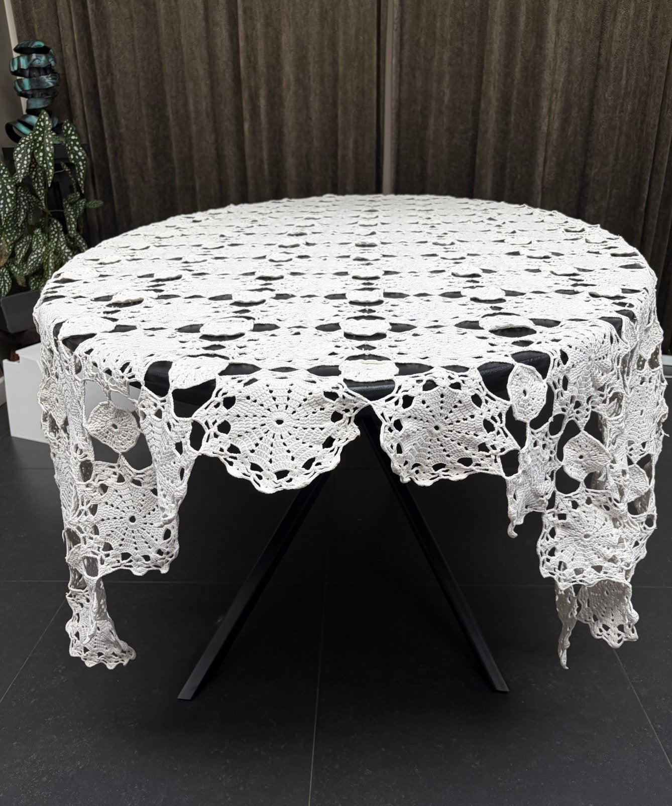 Vintage gehaakt kleed tafelkleed sprei, Ophalen of Verzenden
