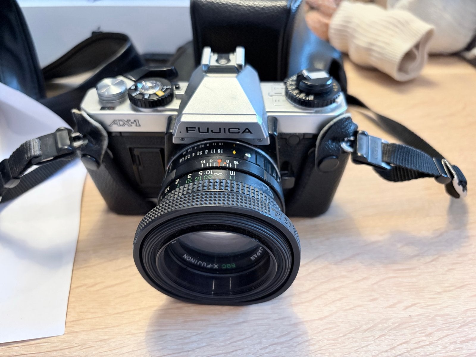 Fujica AX-1 Spiegelreflexcamera met 2 lenzen en flitser., Ophalen of Verzenden, Gebruikt, Spiegelreflex, Overige Merken