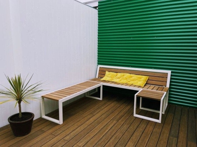 Stalen Tuinbank, eigen design, op maat gemaakt., Tuin en Terras, Ophalen, Zo goed als nieuw, Metaal