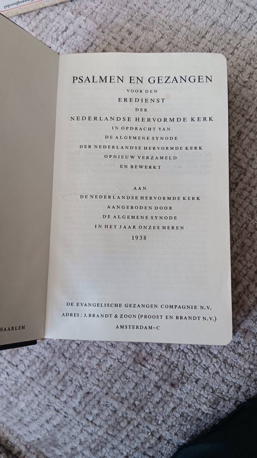 Psalmen en Gezangen - Nederlands Hervormde Kerk 1938, Antiek en Kunst, Ophalen of Verzenden, De Algemene Synode der Nederlandsche Hervormde Kerk