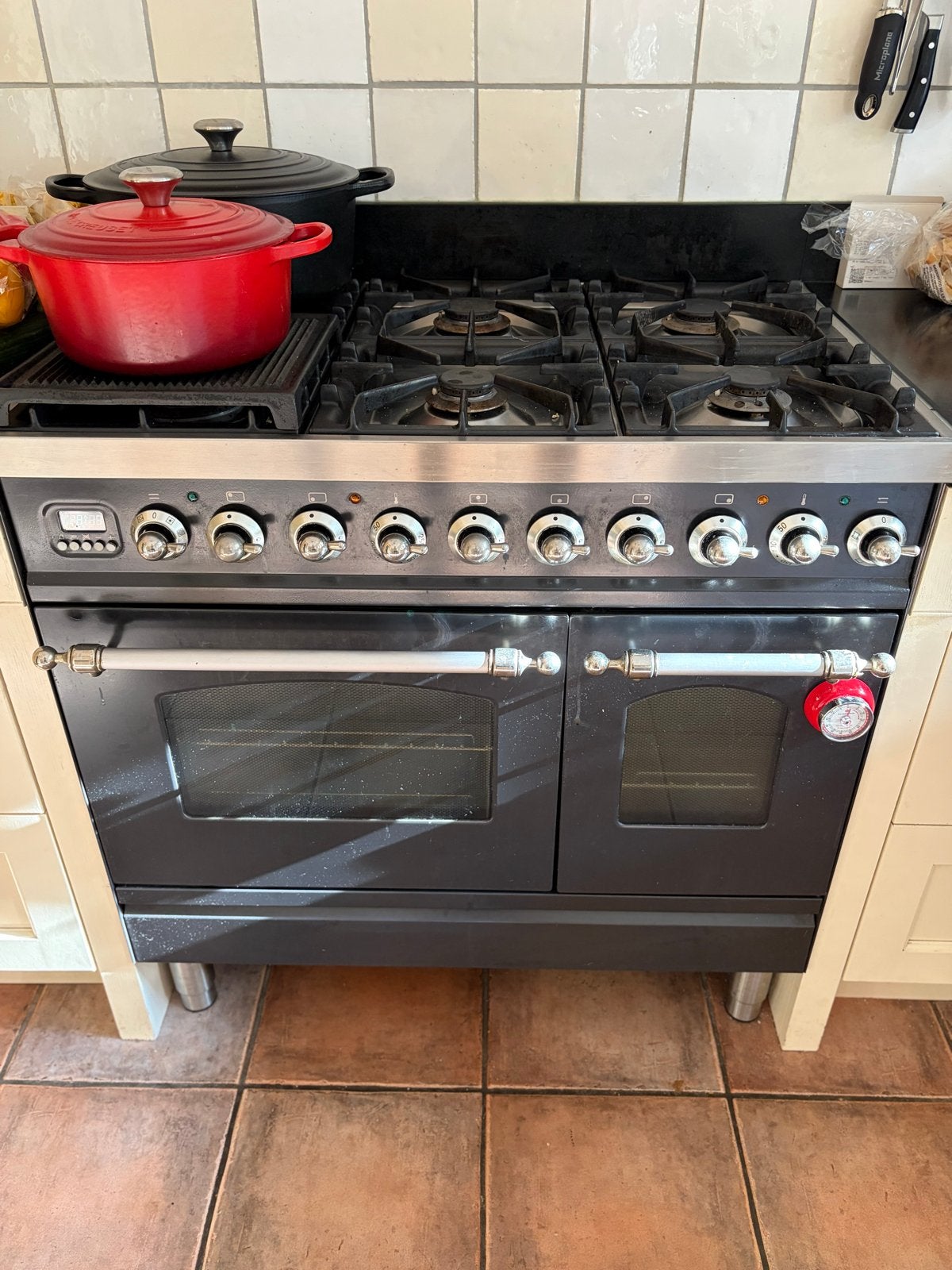 6-pits Gasfornuis met Dubbele Oven 90x60, Witgoed en Apparatuur, Fornuizen, Ophalen, Gebruikt, 60 cm of meer, Gas