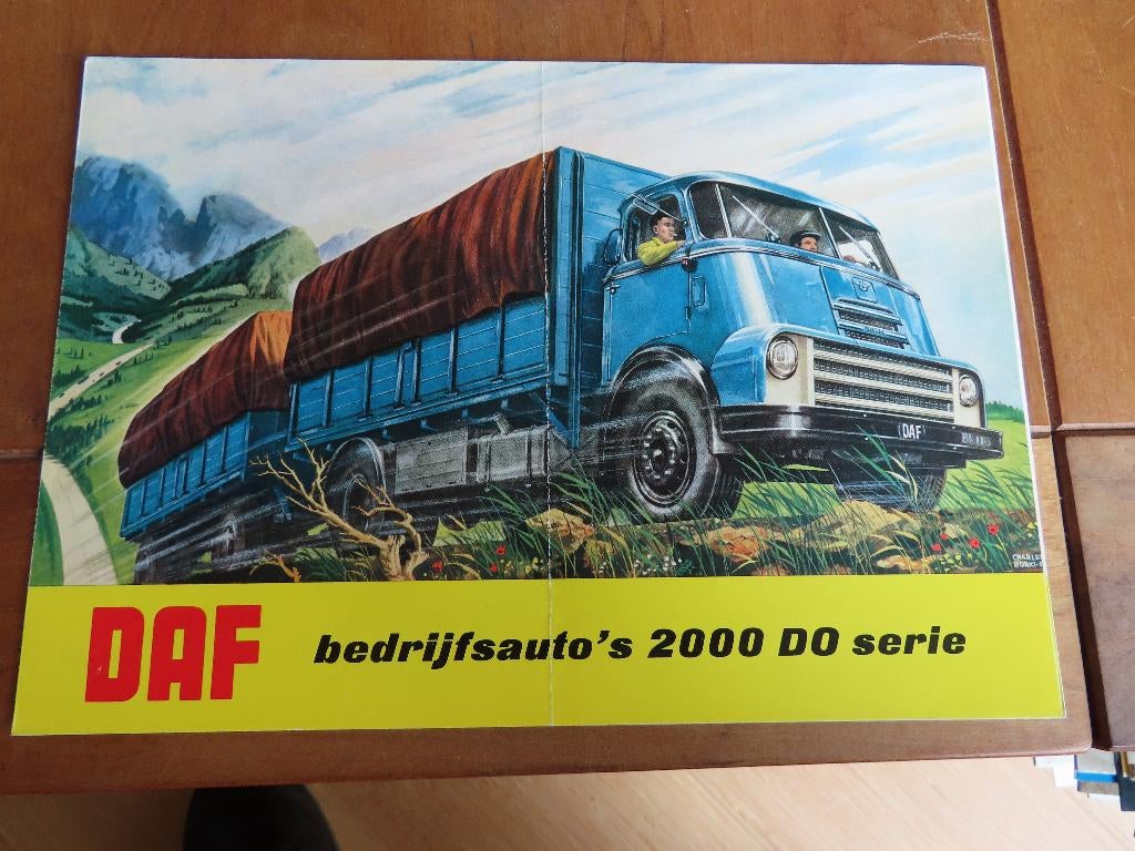 Folder DAF DO 2000 vrachtwagens en trekkers 1961, Gelezen, Ophalen of Verzenden, Overige merken, DAF