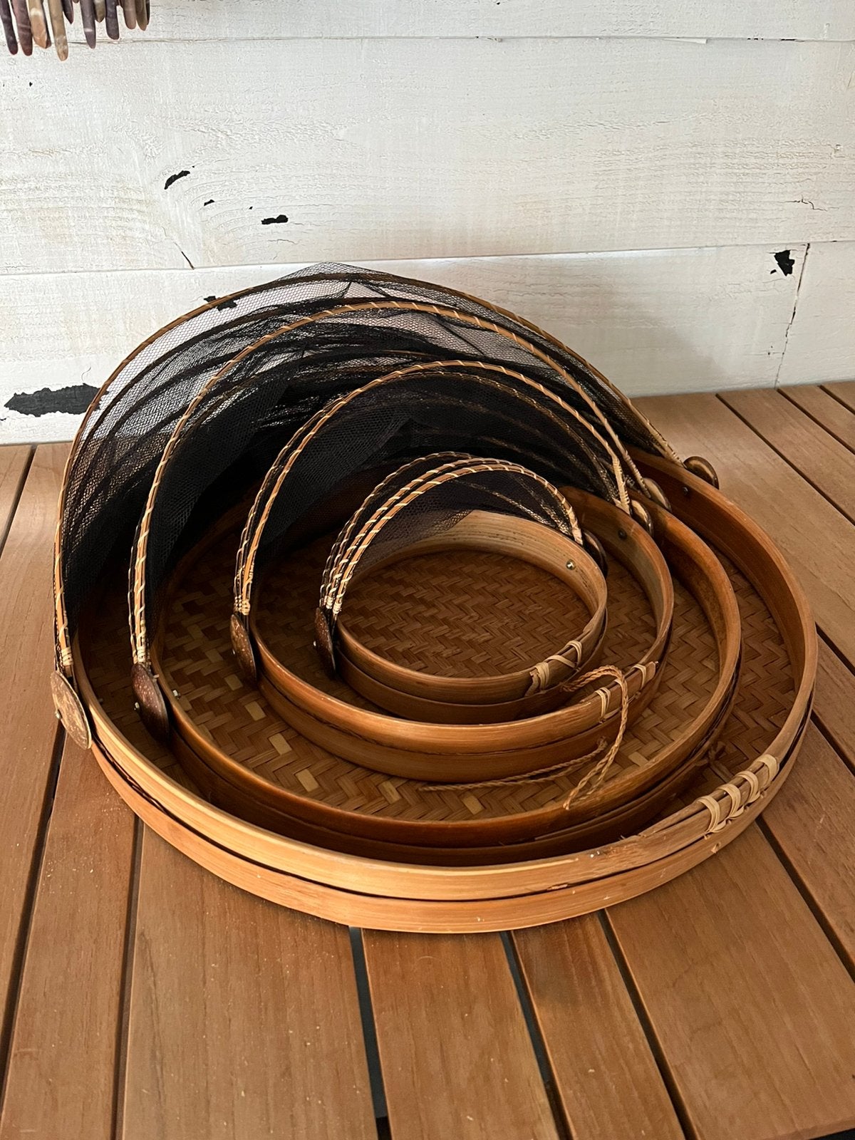 4 bamboe mandjes tegen vliegen, Ophalen, Zo goed als nieuw, Minder dan 2 meter, 80 mm of meer