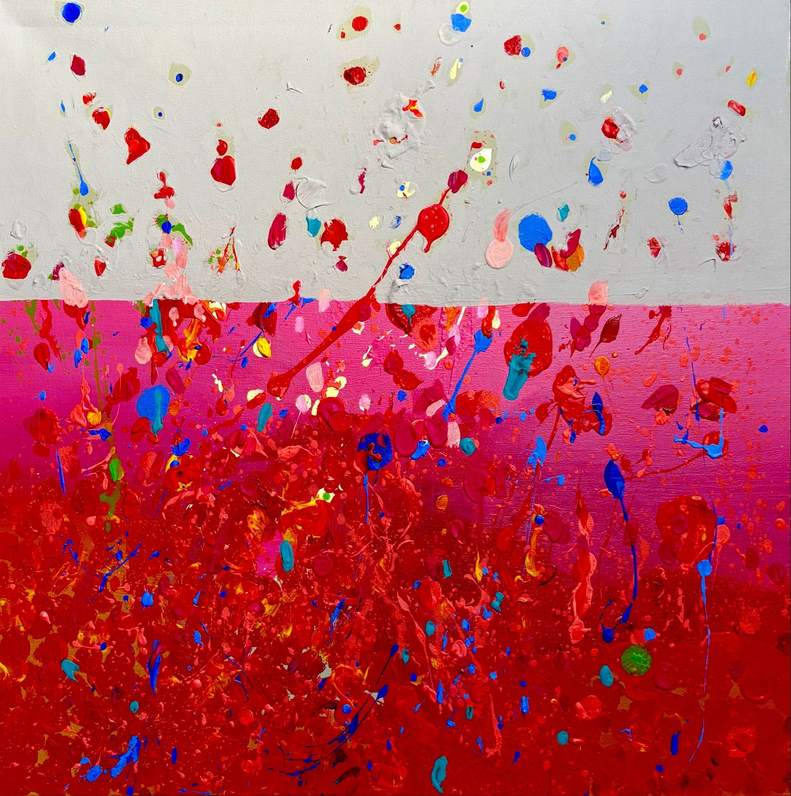 Levendig Abstract Acryl Schilderij op Doek - 50x50 cm, Abstract, Acrylverf, Handgeschilderd, Ophalen of Verzenden