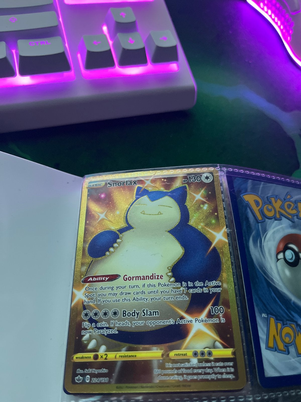 Pokémon Kaart Snorlax VMAX Gold Secret Rare, Ophalen of Verzenden, Zo goed als nieuw, Losse kaart, Foil