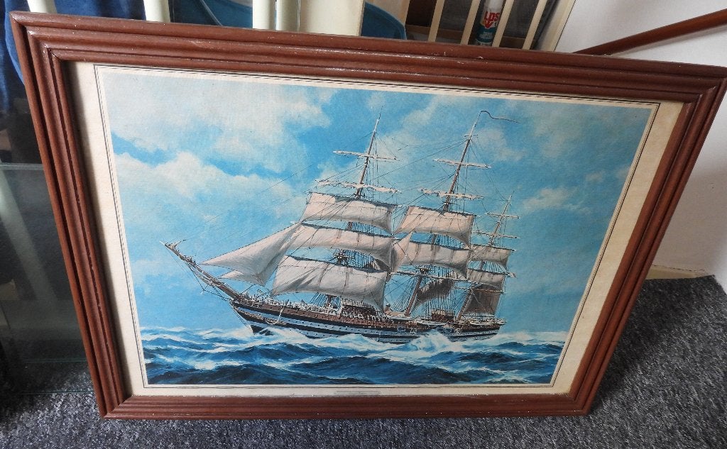 Schilderij Amerigo Vespucci - Zeilschip op Zee, Ophalen, 50 – 75, Gebruikt, Schilderij