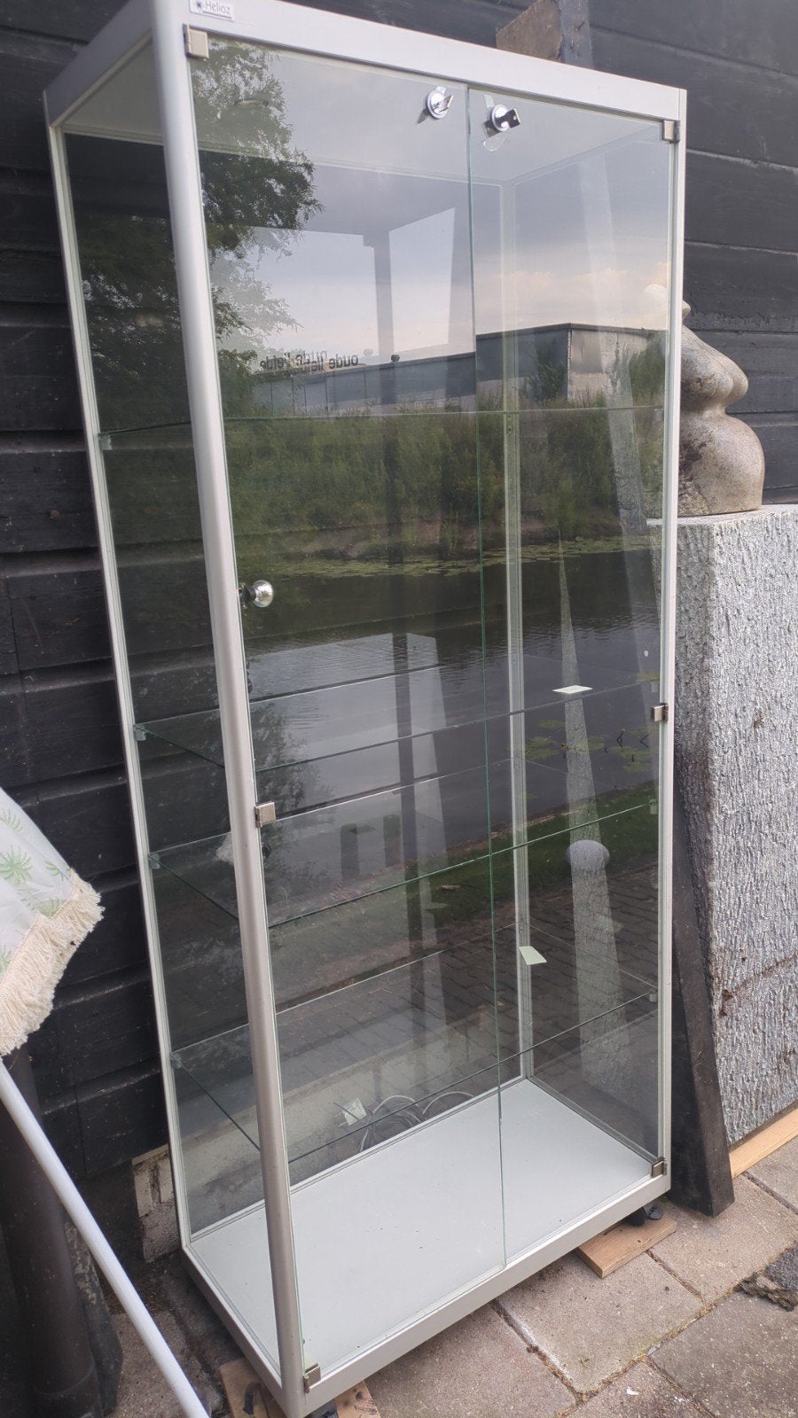 Glazen vitrinekast 80x180 cm voor prijzen of spulletjes, Ophalen, 50 tot 100 cm, Glas, 150 tot 200 cm