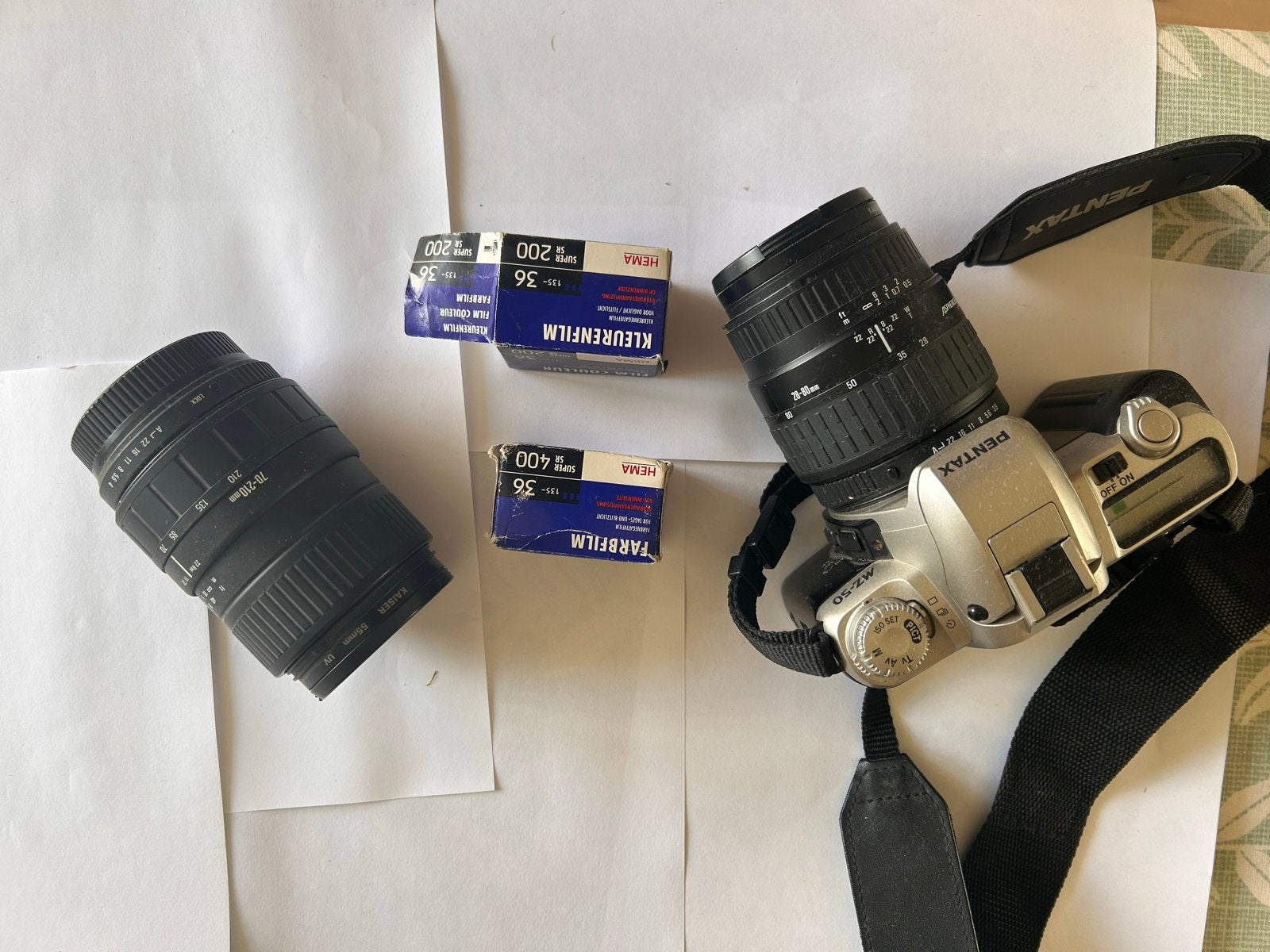 Pentax MZ-50 Spiegelreflexcamera met 2 lenzen en film, Audio, Tv en Foto, Ophalen, Gebruikt, Spiegelreflex, Pentax