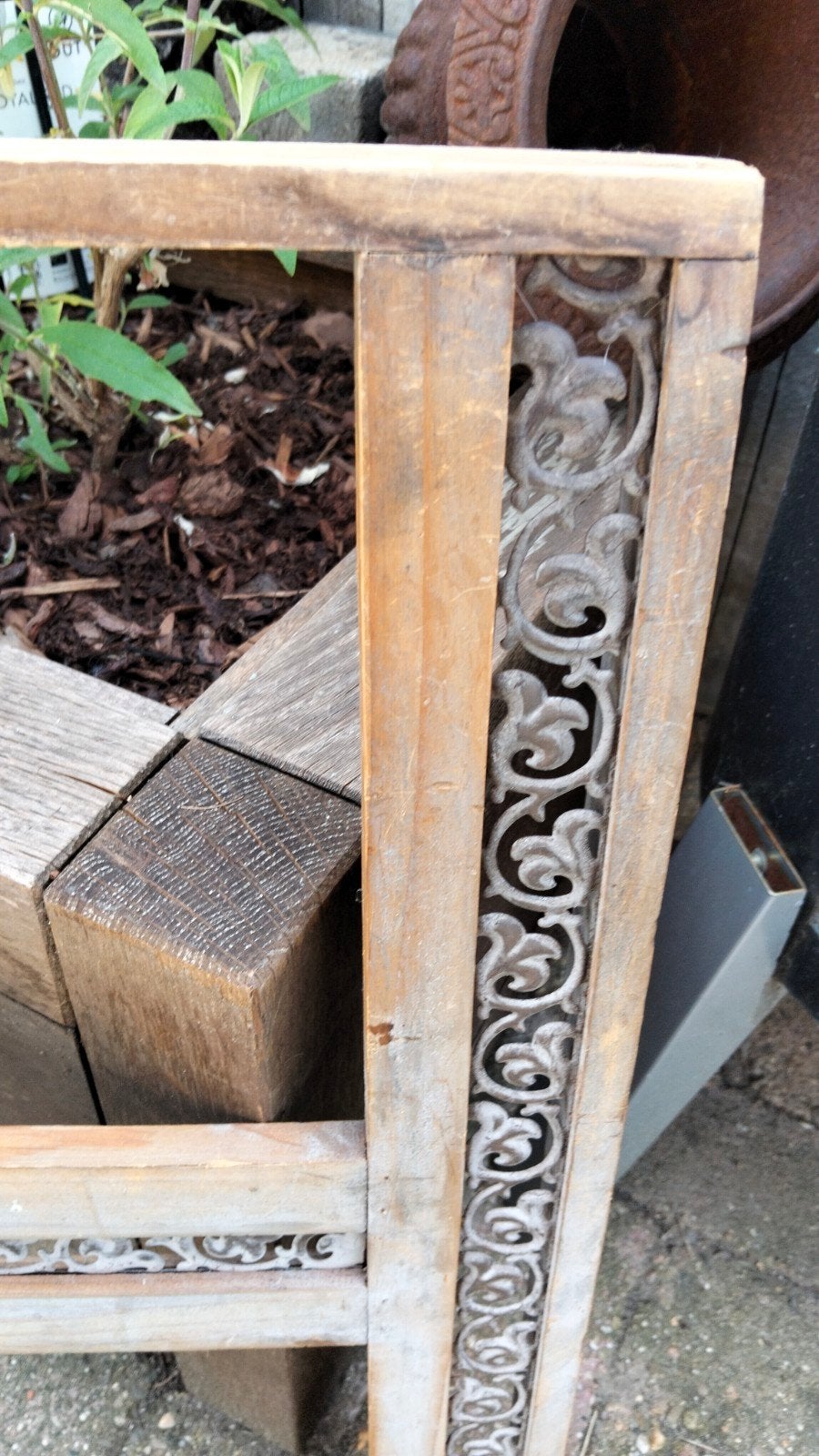 Brocante geraamte afgewerkt met metaal, Ophalen of Verzenden