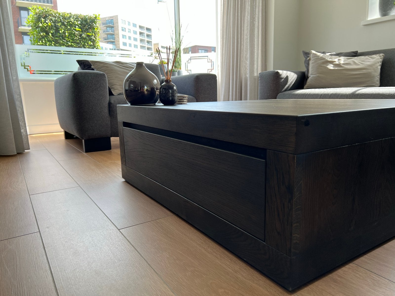 Goossens eiken salontafel, Huis en Inrichting, Tafels | Salontafels, Ophalen, Zo goed als nieuw, 5 – 50, 100 tot 150 cm