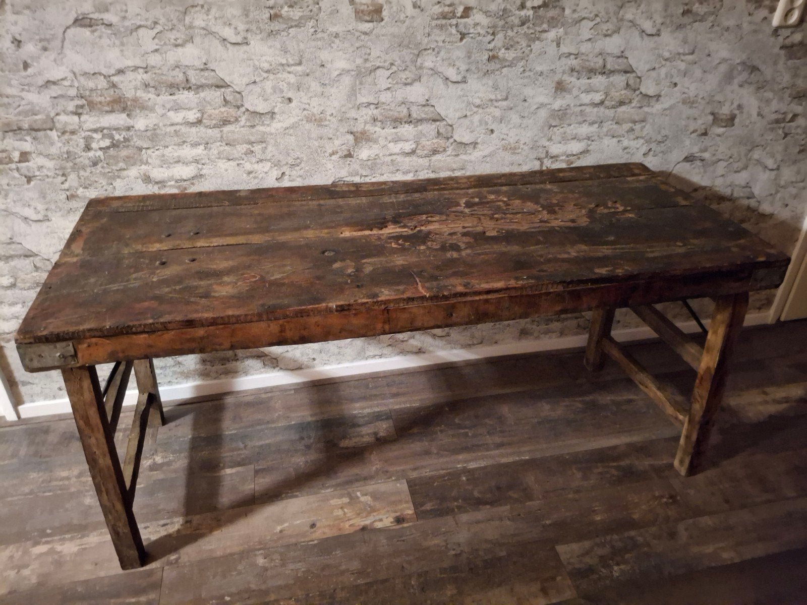 oude martkttafel, Huis en Inrichting, Ophalen, Gebruikt, 25 tot 50 cm, Rechthoekig