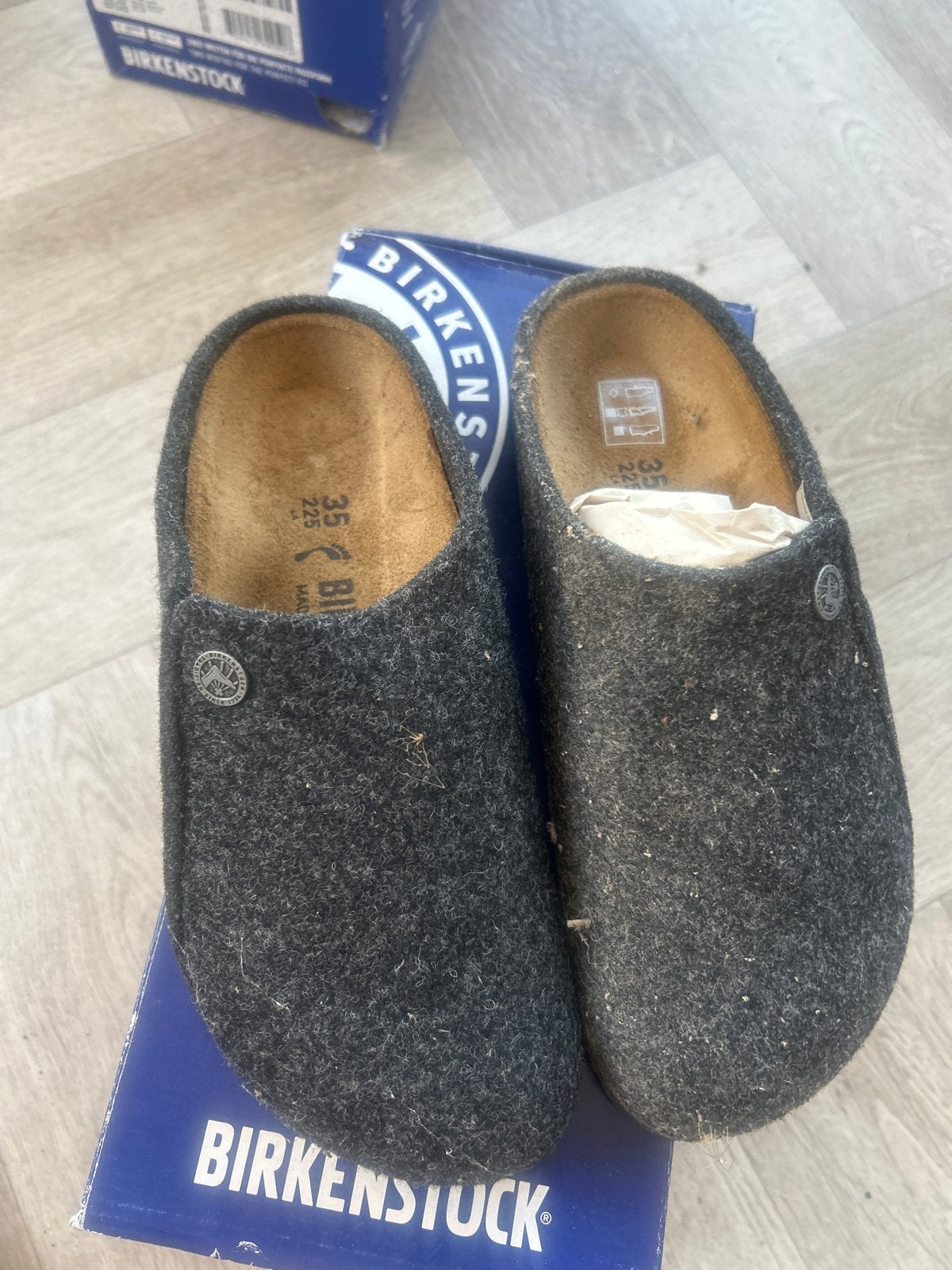 Birkenstock Boston pantoffels - Maat 35, Ophalen of Verzenden, Gedragen, Grijs, Pantoffels of Sloffen