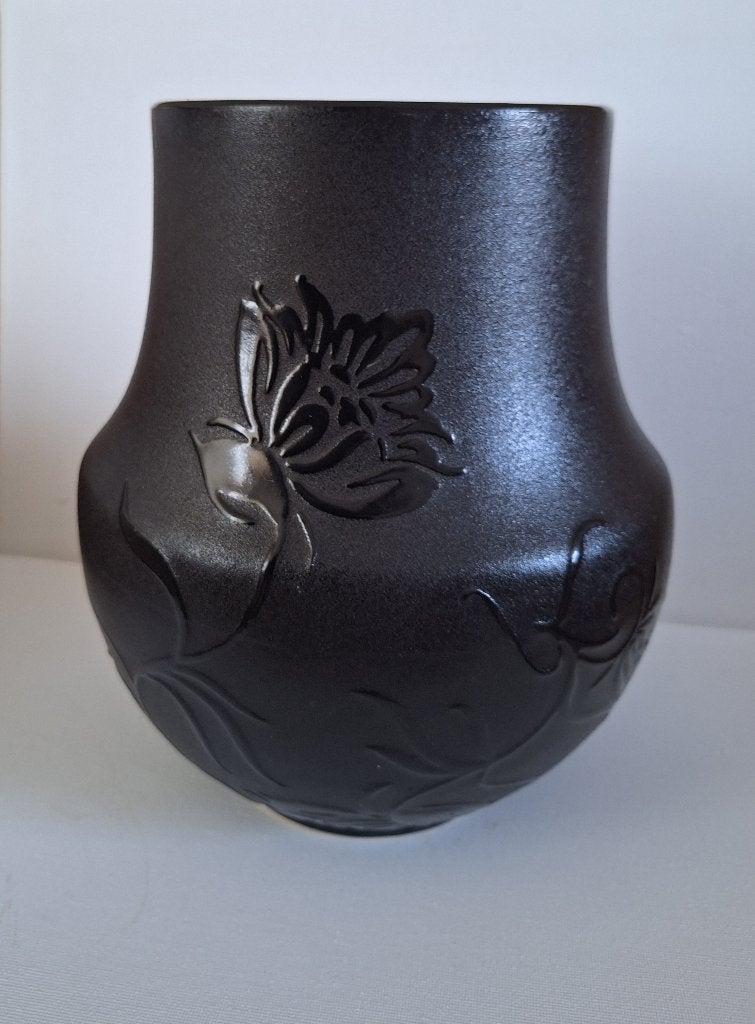 Prachtige zwarte vaas, 23 cm, Zwart, Ophalen of Verzenden, Zo goed als nieuw