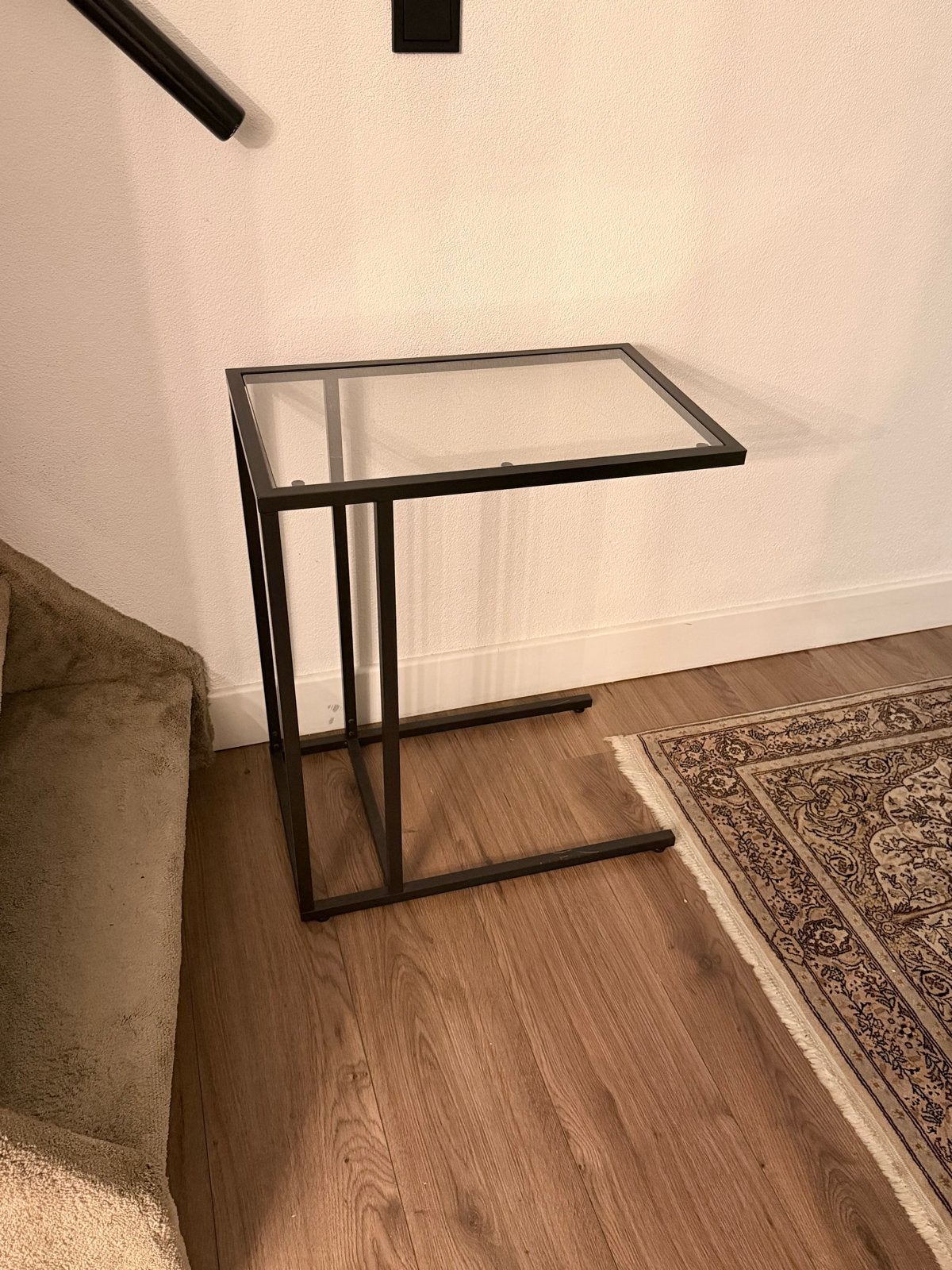 Ikea Laptophouder Bijzettafel met Glazen Blad, Ophalen, Minder dan 55 cm, Gebruikt, Metaal of Aluminium
