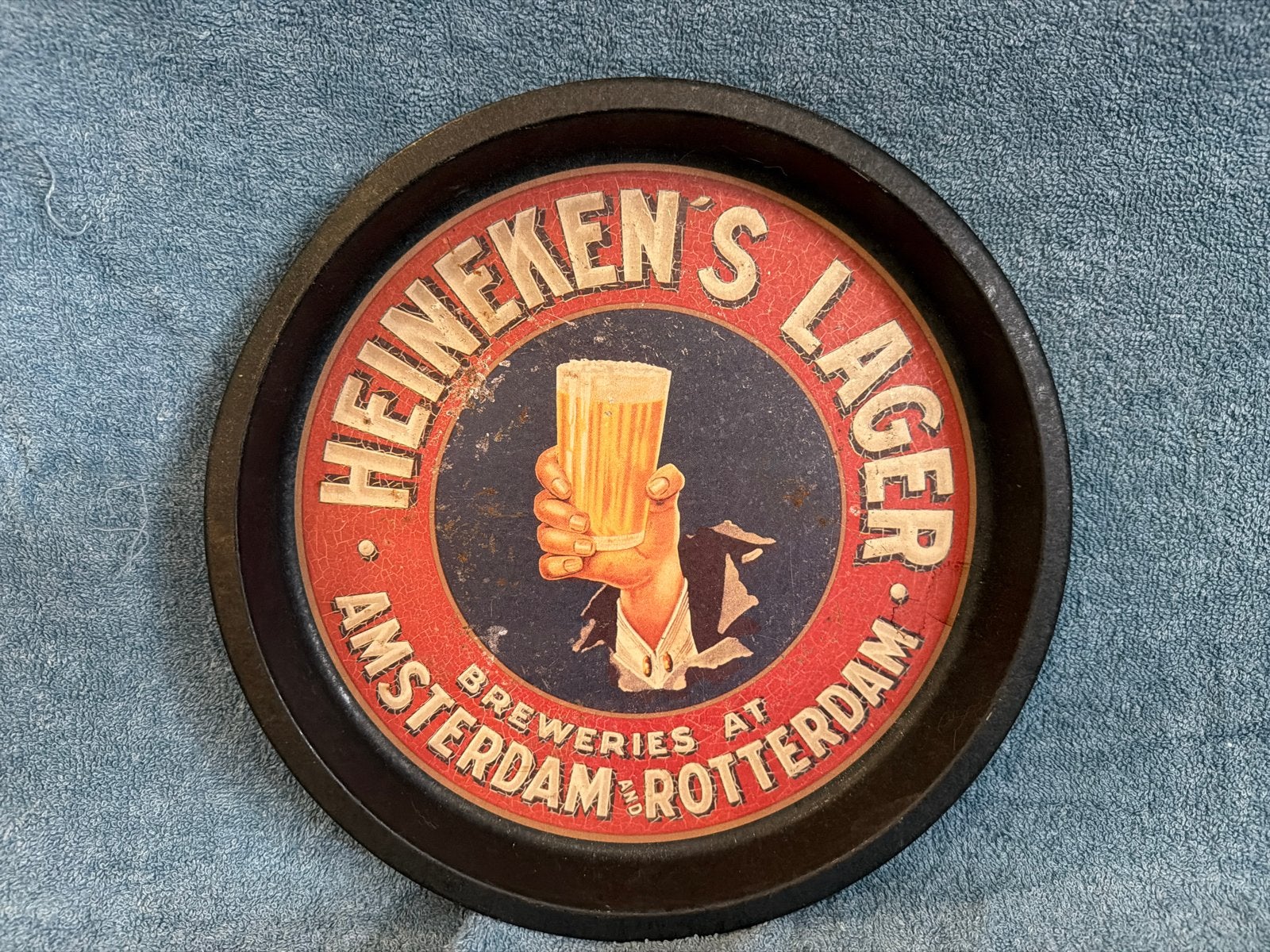 Vintage Heineken's Lager dienblad - Amsterdam Rotterdam, Verzamelen, Ophalen of Verzenden