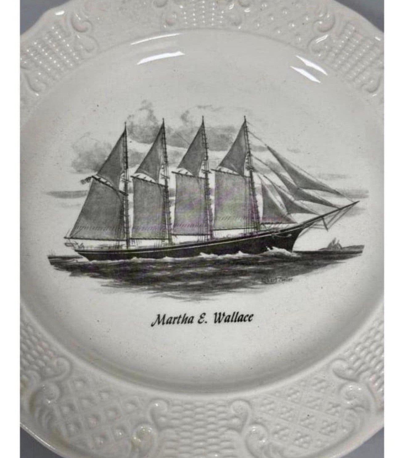 Antiek Wandbord bord schoener Martha E. Wallace schip boot, Ophalen of Verzenden