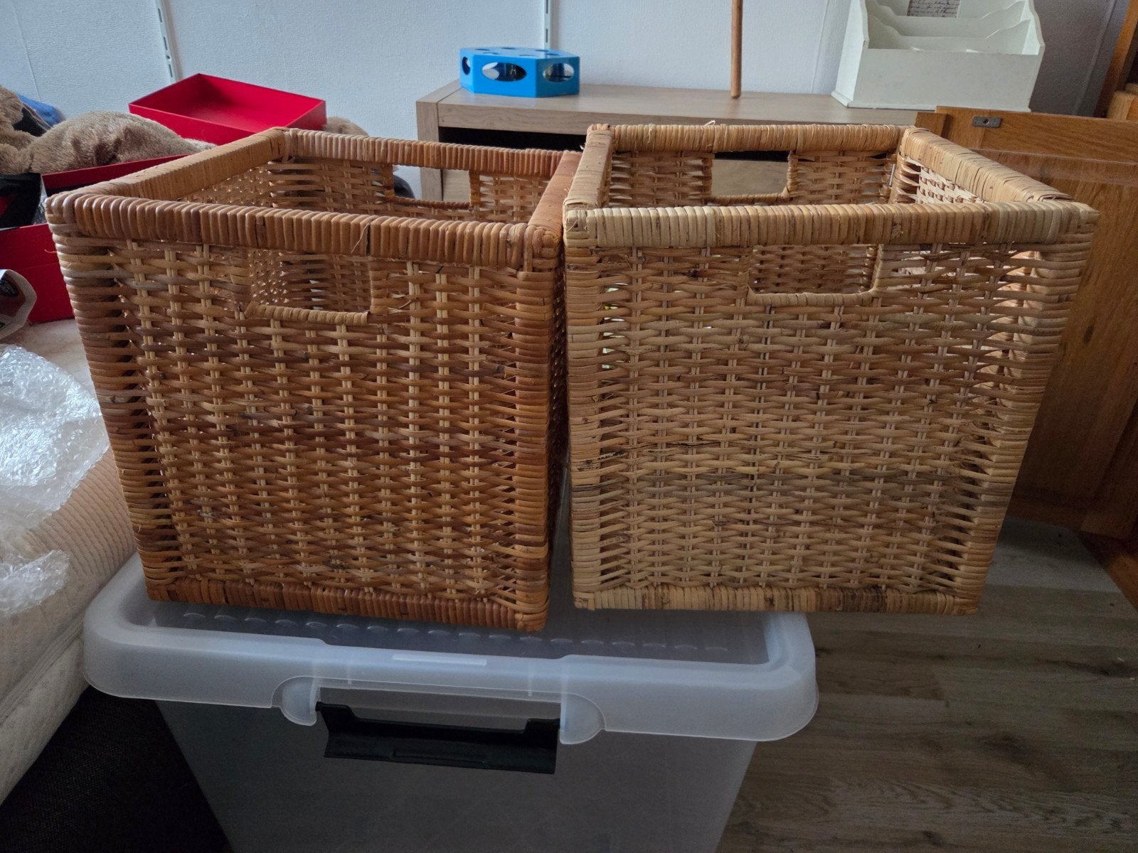 kallax rotan manden 2 stuks ikea branas, Huis en Inrichting, Woonaccessoires | Schalen en Manden, Ophalen, Gevlochten, Mand, Vierkant