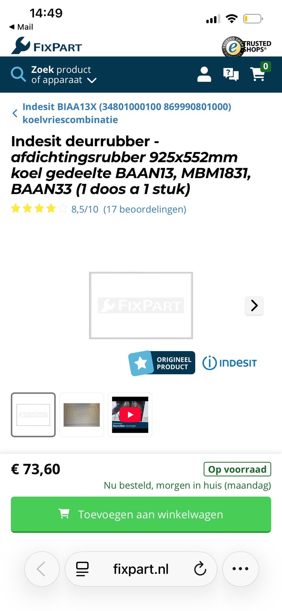 Indesit/ Samsung e.a. deurrubber afdichtingsrubber koelkast, Ophalen, Nieuw