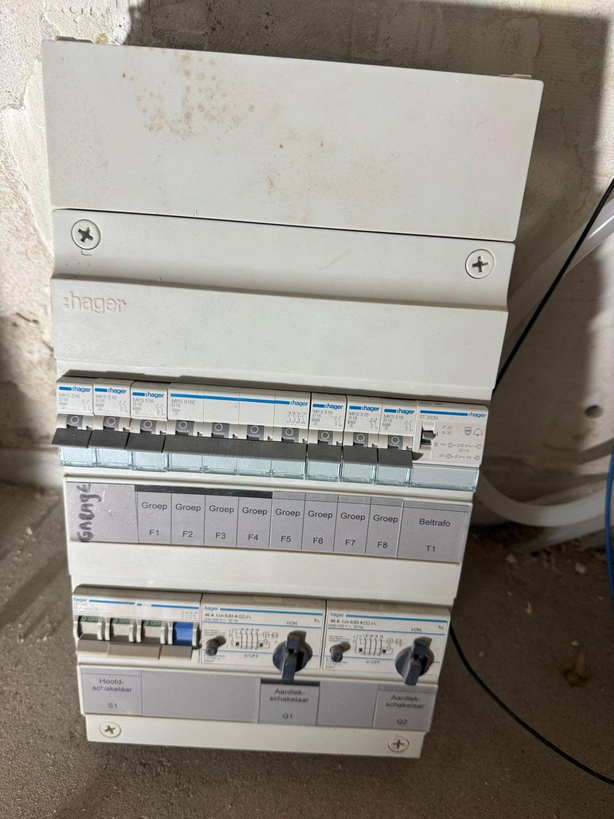 Hager Groepenkast met Aardlekschakelaars en Installatieautom, Ophalen of Verzenden, Gebruikt, Hager, Groepenkast
