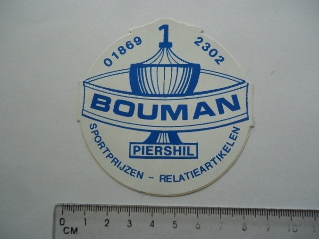 sticker oud Piershil BOUMAN sportprijzen retro, Verzenden, Zo goed als nieuw, Bedrijf of Vereniging
