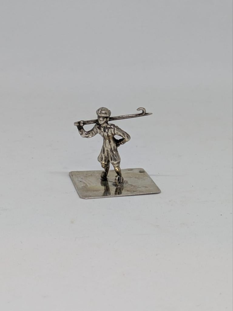 Zilveren miniatuur schaatser, Ophalen of Verzenden, Zilver