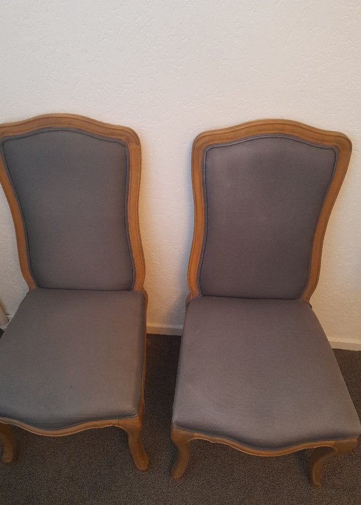 2x eetkamer stoel  (Hout + stof), Huis en Inrichting, Ophalen, Twee, Bruin, Zo goed als nieuw