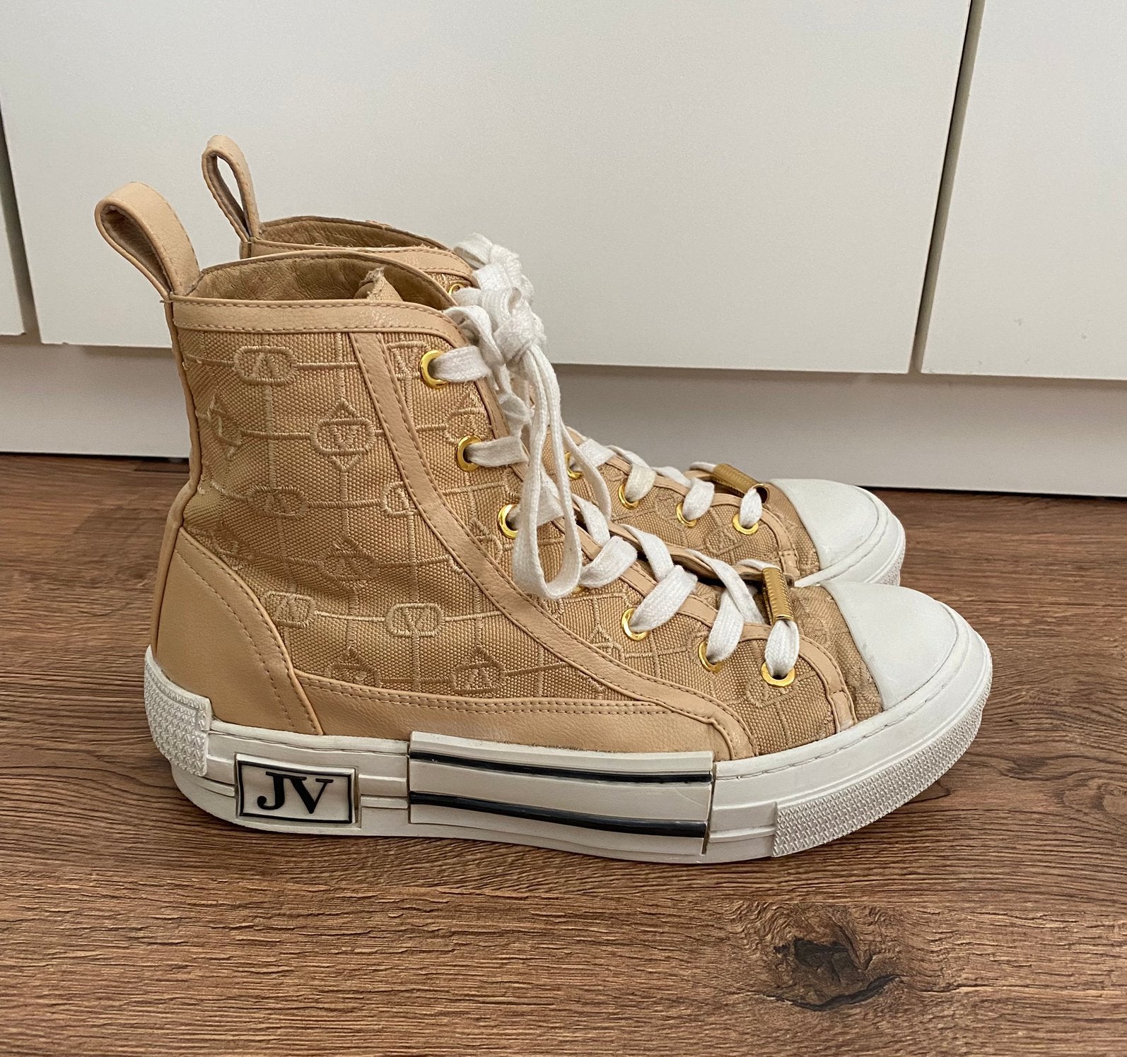 Josh v hoge sneakers maat 38 goud beige brons met logo print, Verzenden, Beige, Sneakers of Gympen, Gedragen