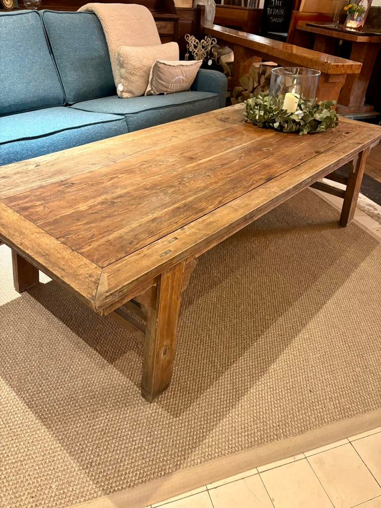 Mooie houten side table, tiek hout salontafel , landelijk, Ophalen, Hoofdstraat 15, 200 cm of meer, 50 tot 100 cm