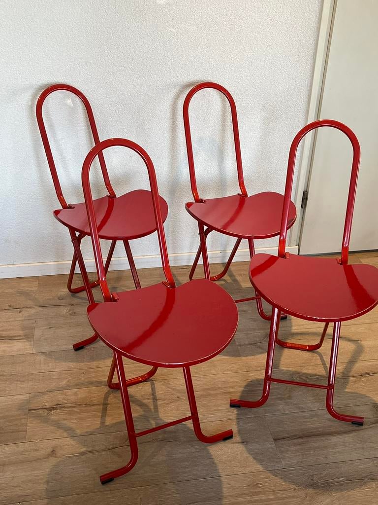 Vier prachtige designer klapstoelen Dafne Gastone Rinaldi, Ophalen, Gebruikt, Rood, Vier
