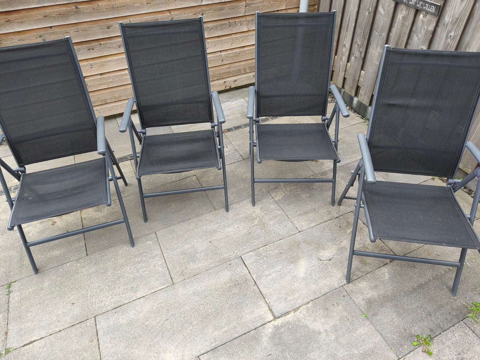 4x Tuinstoelen - Inklapbaar & Verstelbaar, Tuin en Terras, Ophalen, Gebruikt, Metaal, Inklapbaar
