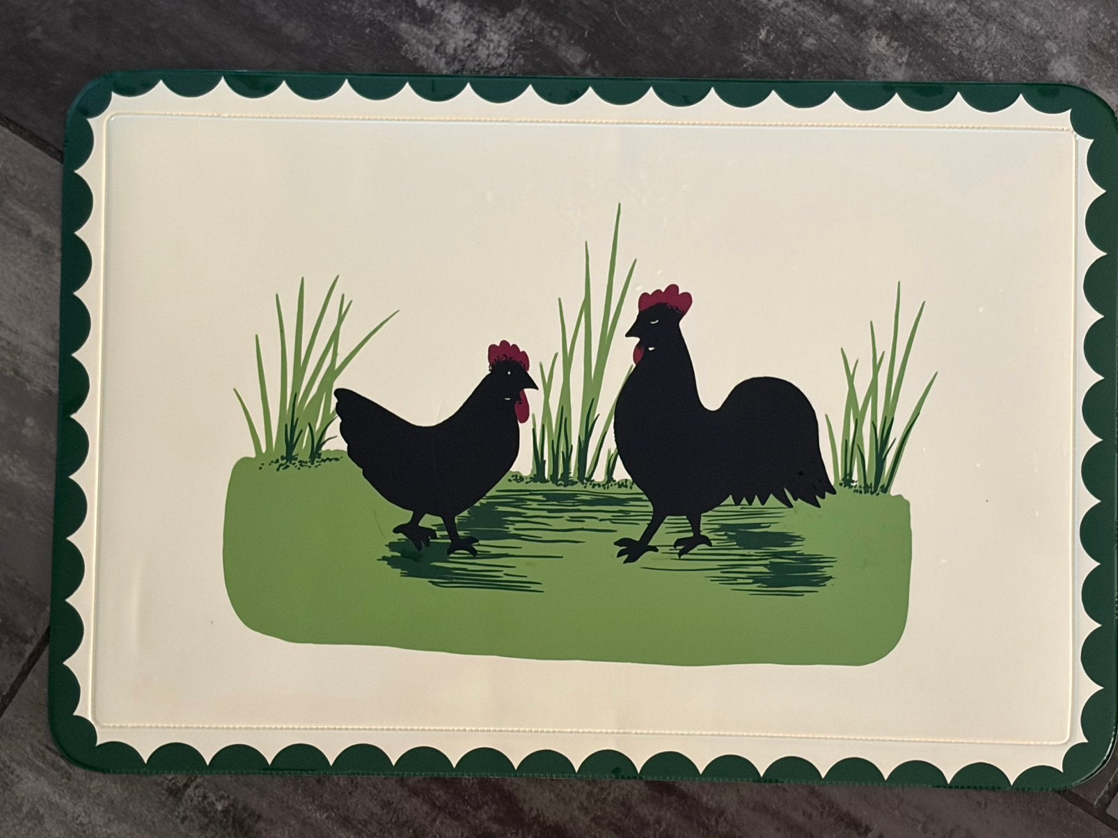 Zeller kip en haan placemat, Ophalen of Verzenden, Glas, Overige stijlen