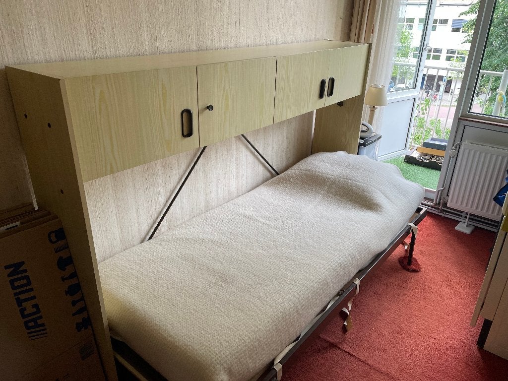 Opklapbed met Matras, Ophalen, Gebruikt, Eenpersoons, 190 cm of minder