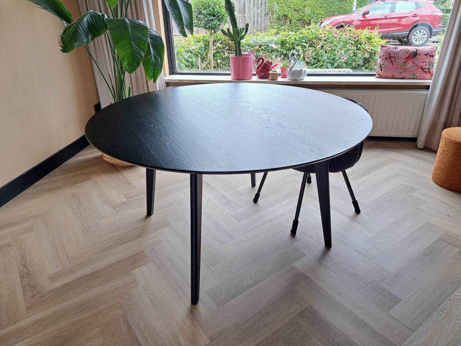 Zwarte ronde tafel 140cm, Ophalen, Rond, Zo goed als nieuw, Vijf personen of meer