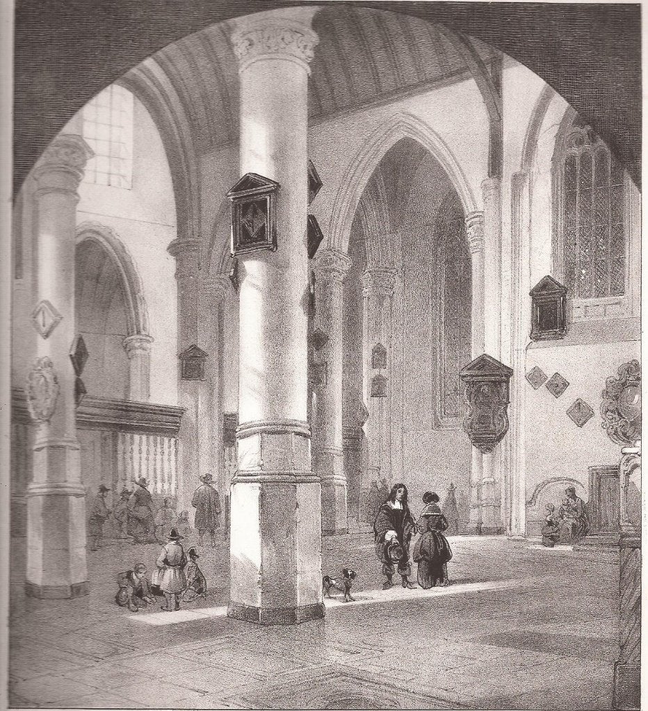 Van Vliet 'De Oude Kerk te Delft'Litho door C.C.A. Last 1847