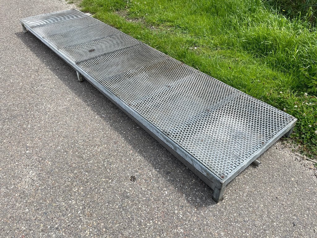 RVS lekbak 340x80cmRVS lekbak met thermisch verzinkt rooster, Ophalen, Zilver, Overige materialen, Overige merken
