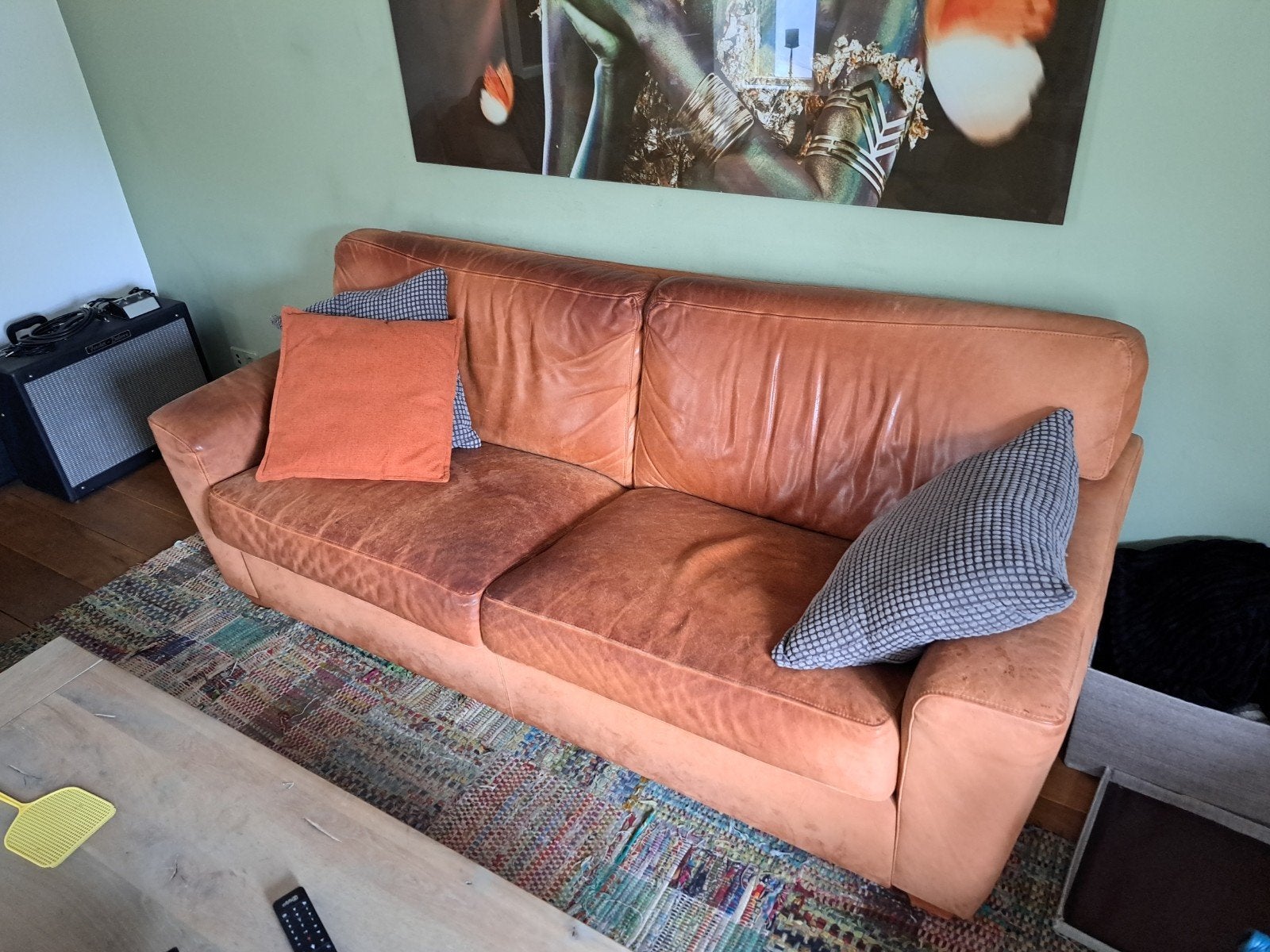 mooie 2,5 zits bank met fauteuil, Ophalen, Gebruikt, Tweepersoons, Rechte bank