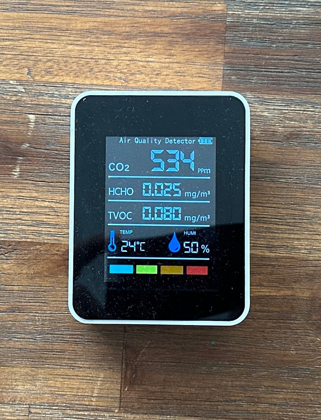 Luchtkwaliteitsmeter CO2 HCHO TVOC Temperatuur Vochtigheid, Doe-het-zelf en Verbouw, Ophalen of Verzenden, Zo goed als nieuw, Vocht of Vloeistof