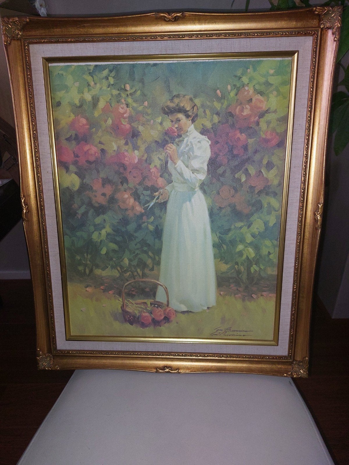 The rose garden by Tom Bauning Reproductie, Ophalen, 50 tot 75 cm, Zo goed als nieuw, Schilderij