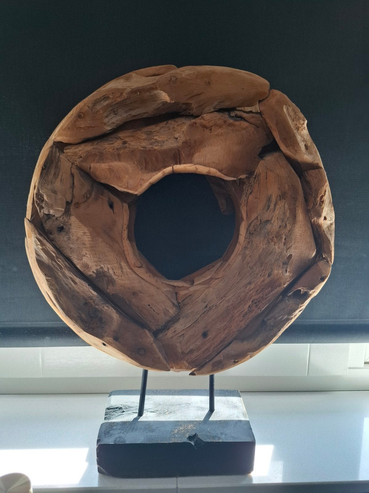 Teakhouten ornament op voet, Ophalen, Nieuw