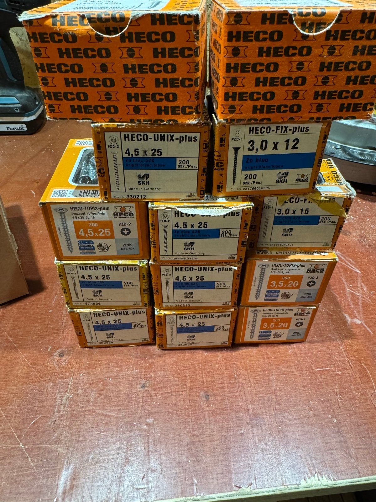 Partij Heco schroeven - Diverse maten, Ophalen of Verzenden, Zo goed als nieuw, Minder dan 50 mm, Schroeven