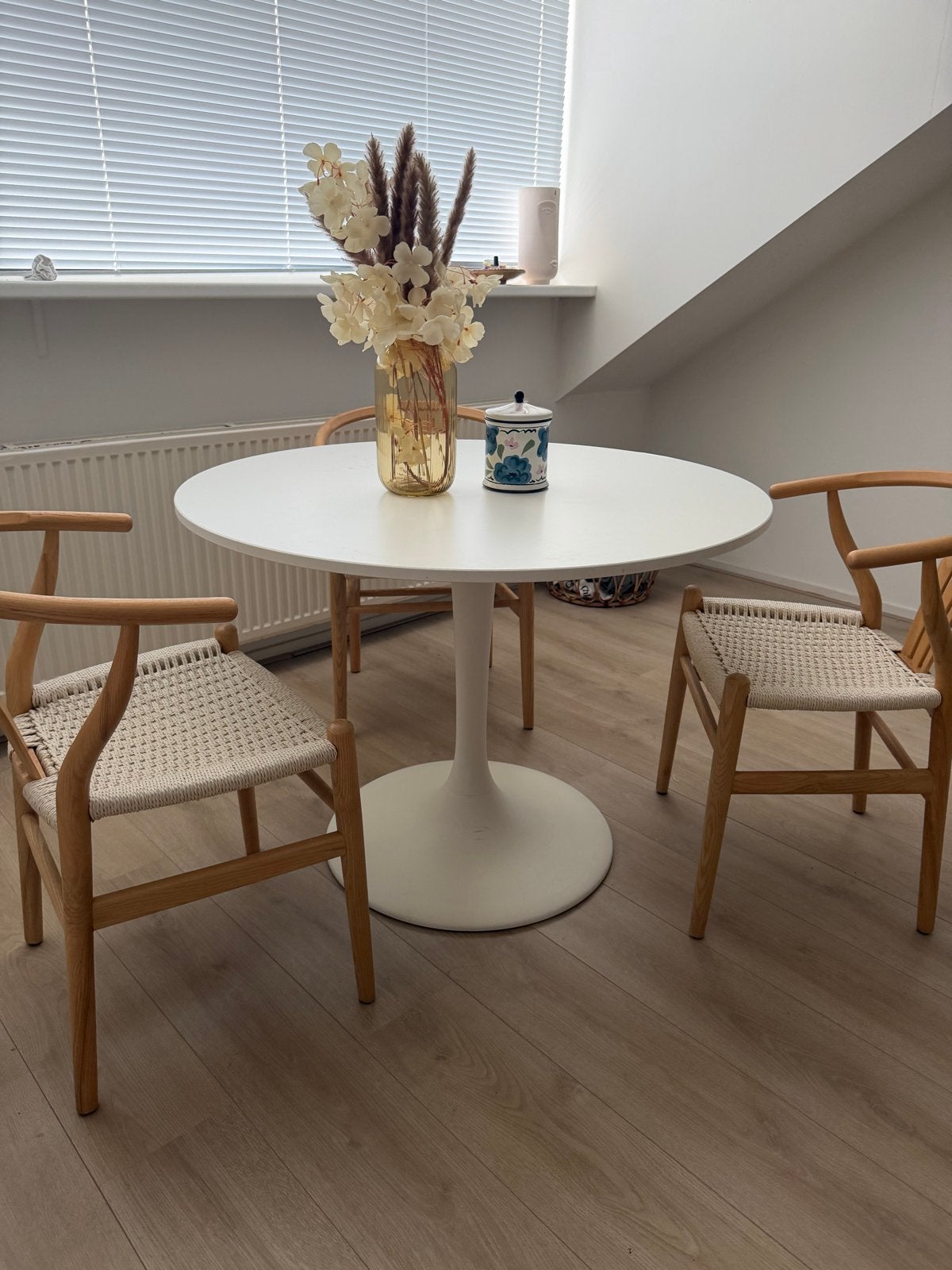 Ikea ronde tafel 105 cm wit, Ophalen, Overige materialen, Gebruikt, 100 tot 150 cm