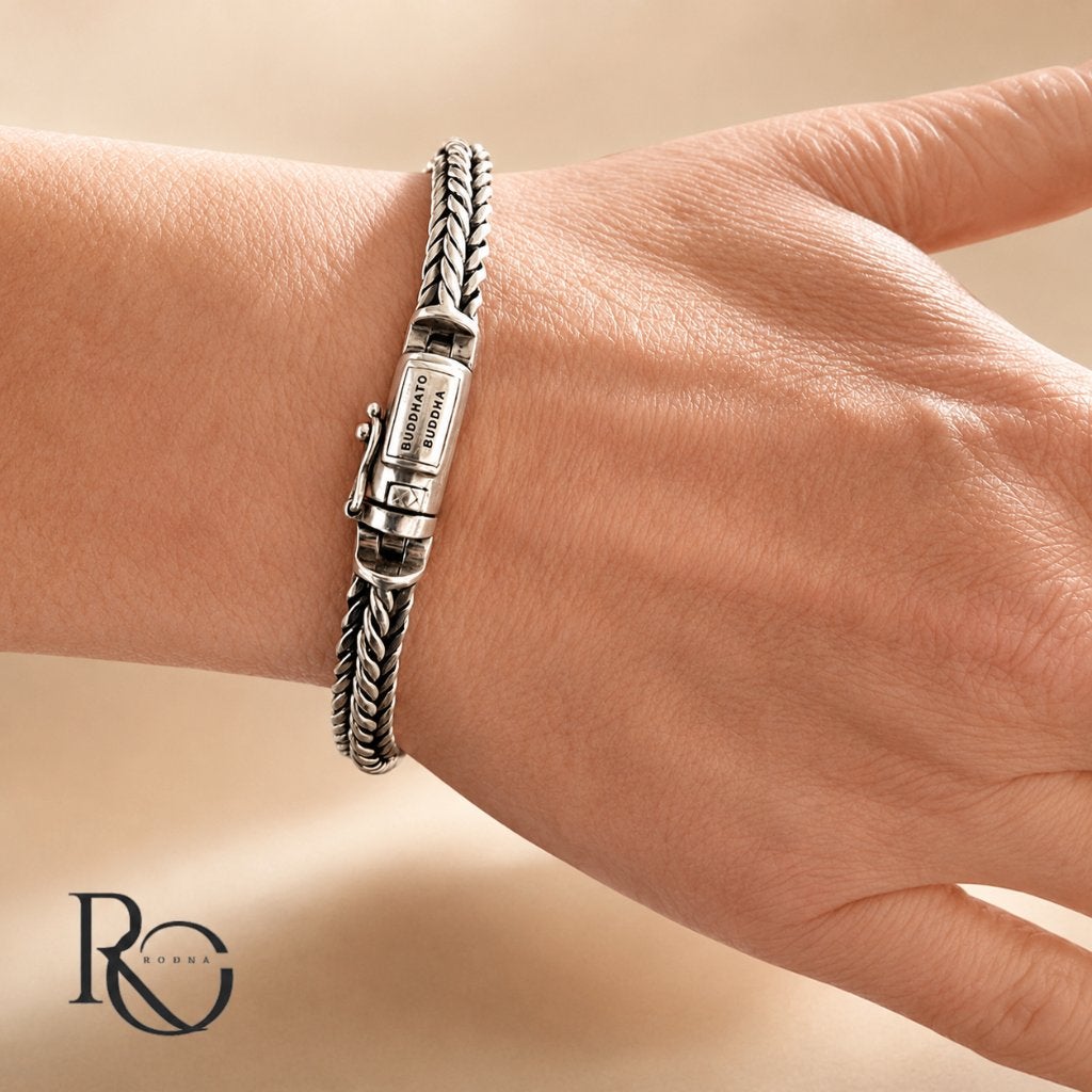 Buddha to Buddha zilveren armband 925 zilver 19 cm, Ophalen of Verzenden, Zo goed als nieuw, Zilver, Zilver